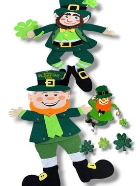 St. Patrick's Day Bundle Leprechaun Decorations + Window Gel Clings March Decor